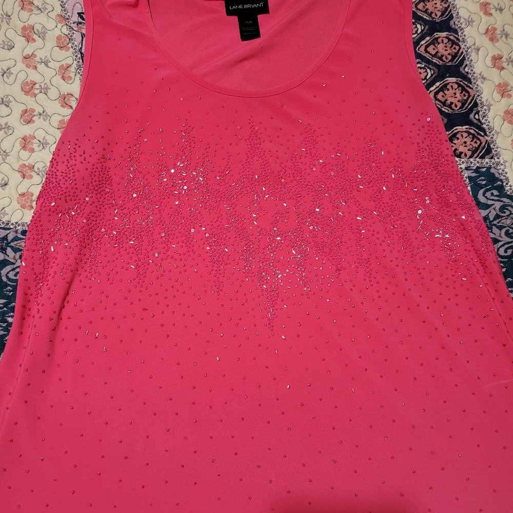 Womens pink sparkly tank top